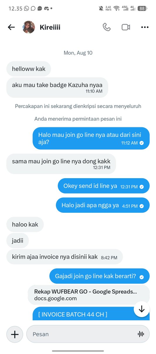 gyuWaengs's tweet photo. [HELP RT] 

BUYER HIT &amp; RUN @AsahinaaSh66037

Aku lihat akunnya masih aktif banget jajan, tapi chatku ngga direspon sama sekali wkwkwk. Hati hati dah untuk para seller maupun admin go, nominal kecil aja hnr, apalagi kalo nominal gede tuh https://t.co/8zJuP6GJCp