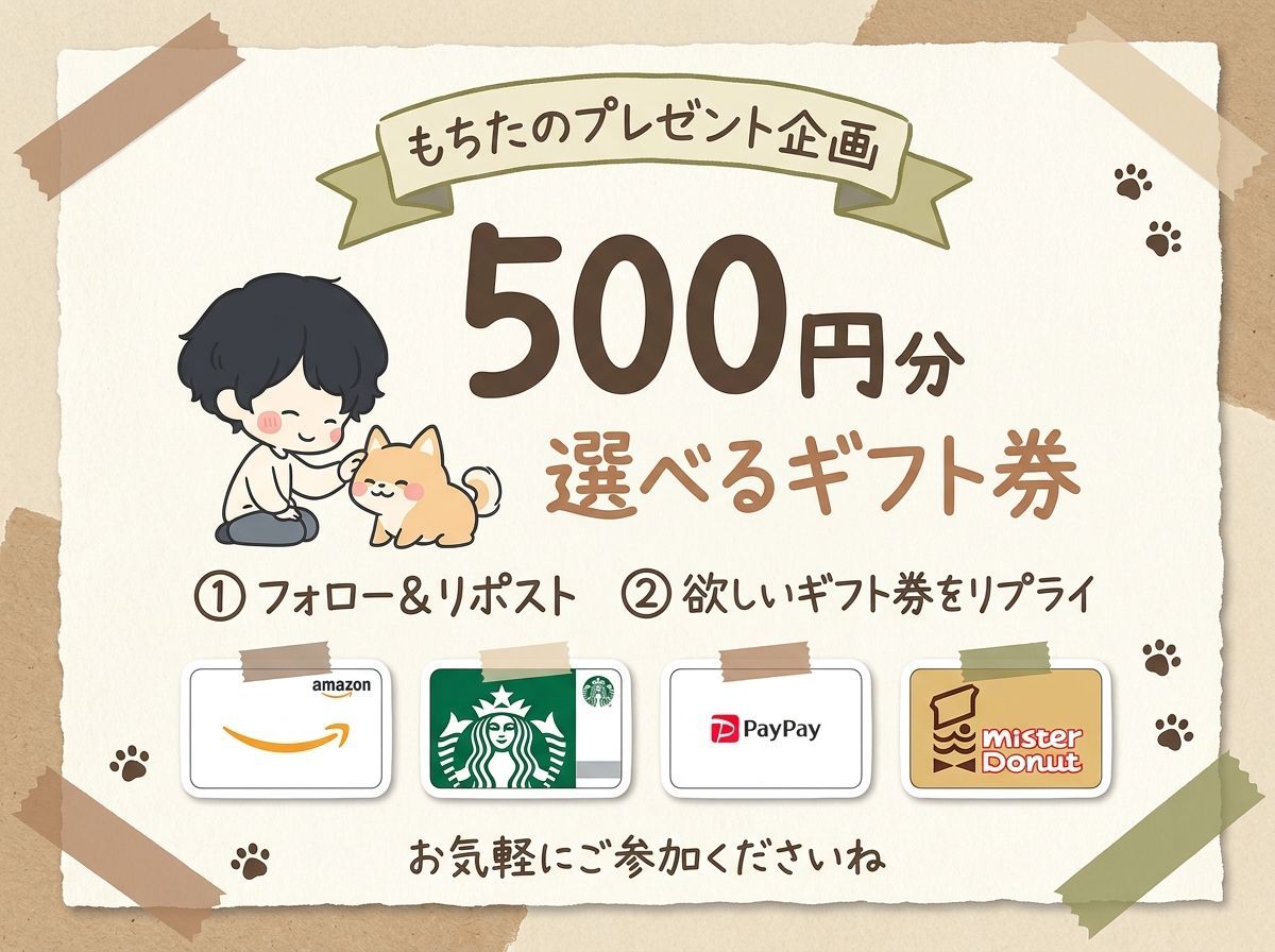 mochita304's tweet photo. ┈┈ もちたのプレゼント企画 ┈┈

もちたから、500円分の選べるギフトを1名様に。

1）Amazonギフト券
2）スタバチケット
3）PayPay
4）ミスド

応募：フォロー＆リポスト／欲しいギフトをリプ

〆切：8月20日（木）12時
※複数アカウントでの応募は無効 https://t.co/DtwOS3gzcp