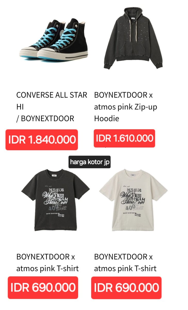 awtaesan's tweet photo. [PO ATMOS PINK CONVERSE JAPAN X BOYNEXTDOOR] 

❣️detail on pict
[price x rate]

✅️Harga kotor JP (ship local dibagi rata per-co)
Bisa pilih ukuran
✨️ excl tax ems 
🏠GO line dom JKT🇲🇨
 ⚠️*Close order 9 Oktober 2026

*harga bisa berubah tergantung rate dan pidato ytta🙏 https://t.co/NsuUeOcpOD