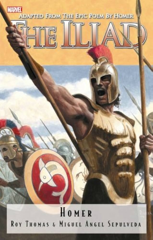 Ra_ed's tweet photo. انتهيت من نسخة الإلياذة لشركة Marvel صدر في العام 2007-2008 في ثمانية اجزاء، وهو عمل مبهر وإن اضطرّ للاختصار في أقل من 200 صفحة لكن Roy Thomas استطاع أن يظهر نسخة أقرب للنشء ومن لا يملك الوقت. 
مقدمته رائعة عن حاجة كل جيل لترجمة جديدة لملحمة الإلياذة.
نسخة كندل ولا أروع! https://t.co/tg49JF0UKD