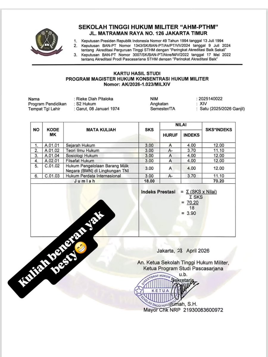riekediahp's tweet photo. #flexing nilai kuliah 🤪 https://t.co/mwiSDchAG4