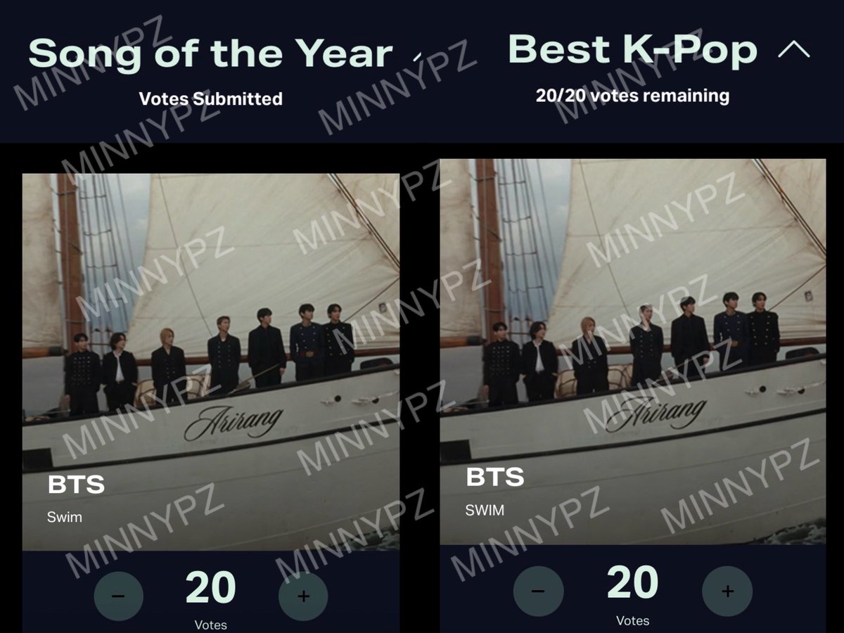 MINNYPZ's tweet photo. BTS เข้าชิงรางวัลงาน VMAs 2026 : 2 สาขา

🏆 Song of the Year : SWIM
🏆 Best K-Pop : BTS 

🗳️ โหวตได้ที่ https://t.co/vWQh4M2sVX
📌 20 โหวต/เมล/วัน [สลับเมลโหวตได้ไม่จำกัด]

🚨 Double day (19/08) 11.00 - 20/08 เวลา 10.59 โหวตกันด่วน 🚨 #อาร์มี่ชวนโหวต https://t.co/K66CZKNEpC