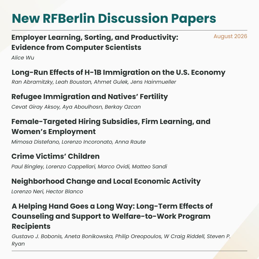 RF_Berlin's tweet photo. 🗞️ The weekly release of our Discussion Paper Series!
You find more here: https://t.co/PflwOjKFKE https://t.co/cC5pkO689p