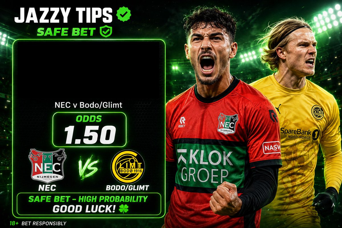JazzyTipsFC's tweet photo. 🎯 TODAY'S FREE PICK (1.50)

Today's FREE prediction is waiting for you! 📲

Join via the link in our bio.

Bet responsibly. 🔞

#FootballTips #SoccerBetting #Nec #Bodoglimt https://t.co/Bt5WnUzGP9