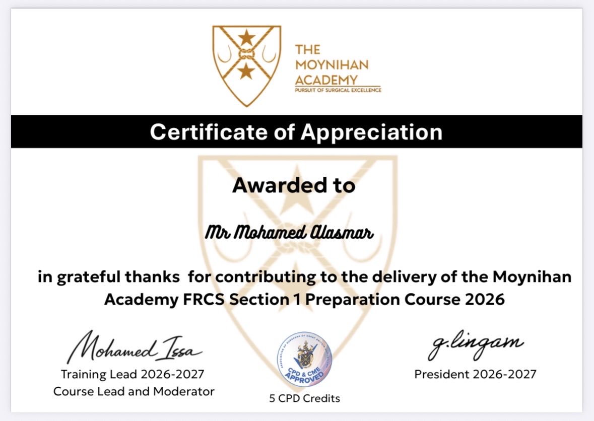 Surgicalmcqs's tweet photo. Delighted to have contributed to the @ASGBI_MA FRCS Section 1 Preparation Course 2026, representing SmartFRCS.
Thank you to the organisers for the invitation and recognition. Always a pleasure to support candidates preparing for the FRCS.
@asgbi @HFrcs @GrabTheFRCS https://t.co/h6YvPW3pVs