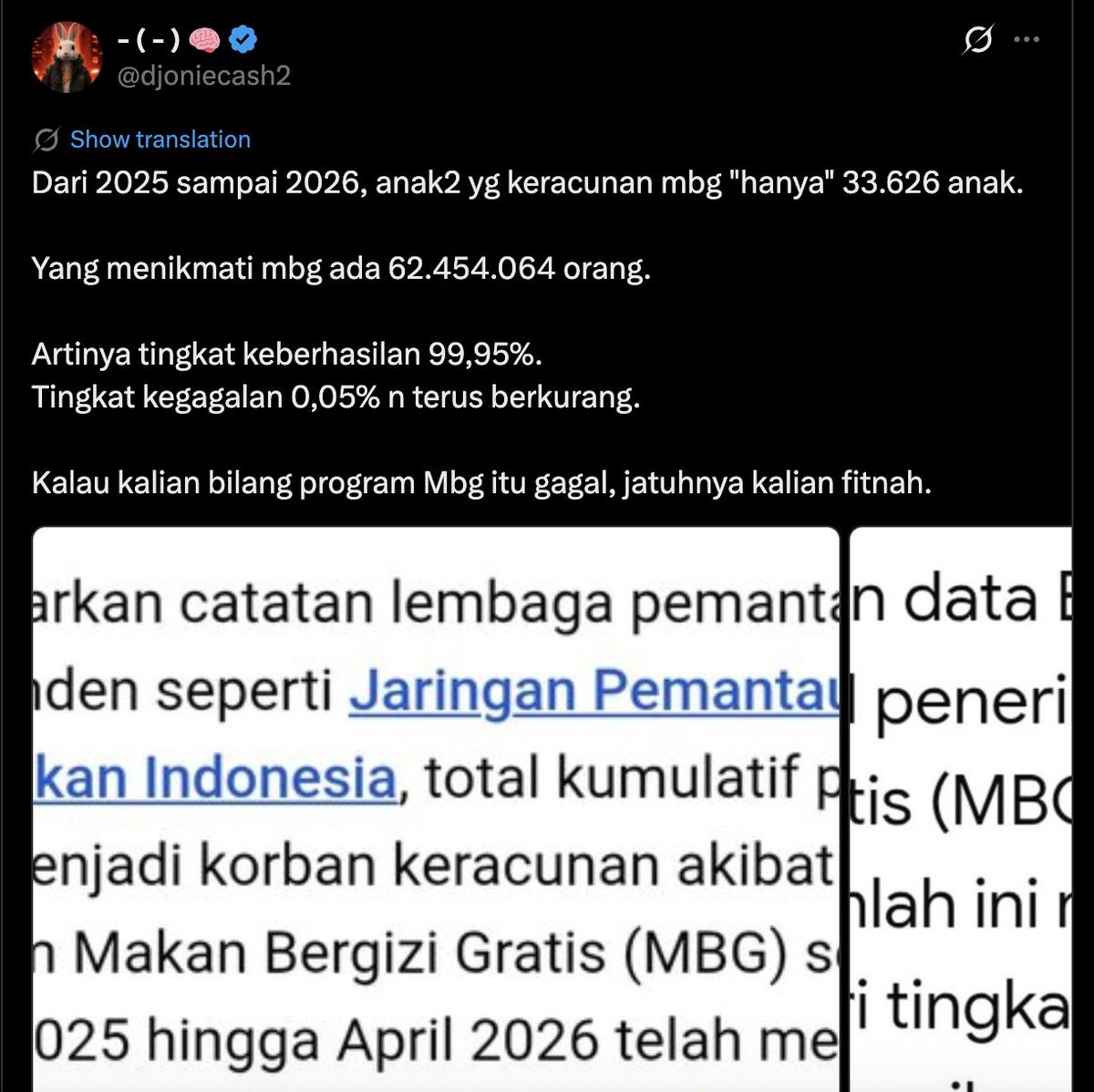 ainurohman's tweet photo. HANYA????????

Anak2 itu adalah manusia2 Indonesia, bukan barang2 dari reject pabrik.

Mereka ini puluhan ribu anak2 Indonesia yg berdarah, berdaging, yg mengalami kesakitan, trauma, masuk IGD,  dgn orang tua2 yg panik dan ketakutan. 

Sakit betul orang ini. Sakit. https://t.co/HemlmtPUtY