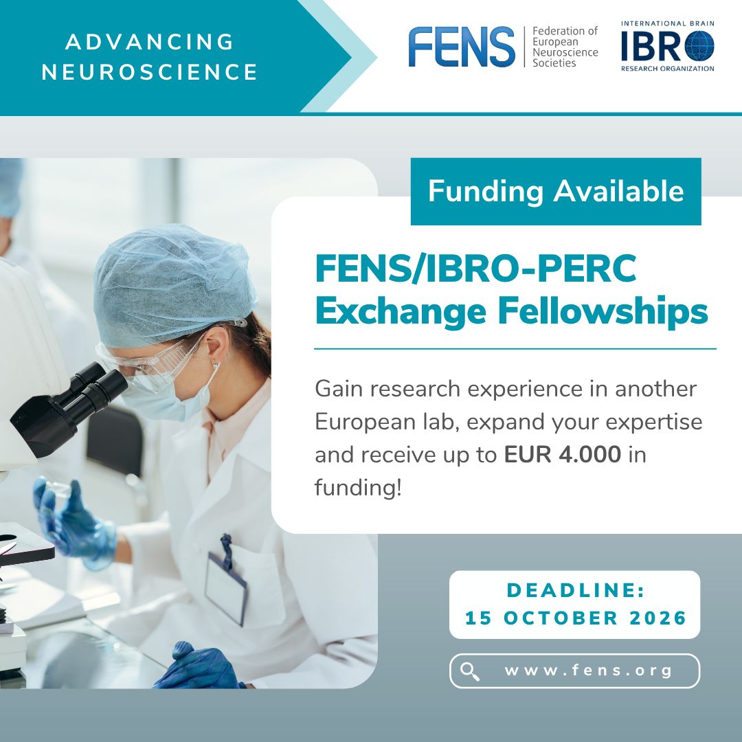 FENSorg's tweet photo. 🌟 Applications for the #FENS / #IBRO–PERC Exchange Fellowships are now OPEN!

🌐 Want to gain laboratory experience in another country? 

🧠 This programme offers funds for short-term research visits within Europe, supporting skill training through knowledge exchange.

👉 https://t.co/WOXFbq2ALA