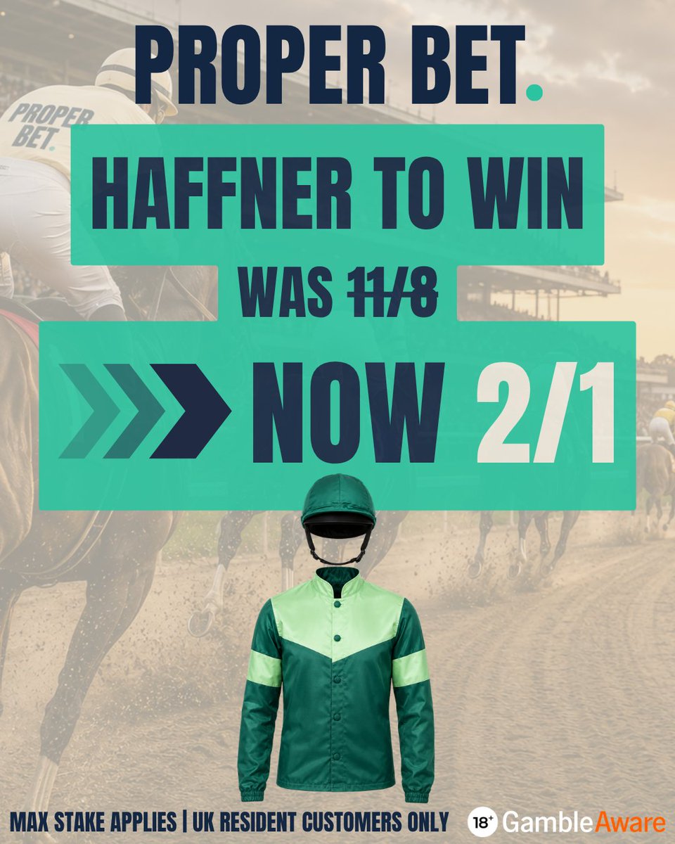 ProperBetUK's tweet photo. PROPER BOOST - York Ebor Festival 🏇

Haffner To Win (14:25)
Was 11/8 → NOW 2/1

Click to sign up ➡️ https://t.co/cwurNCQ8ls

#YorkEbor

18+ GambleAware | T&amp;Cs apply | New &amp; existing customers | UK only | Max stake applies | Enhanced offer https://t.co/XTCT7nHXXy