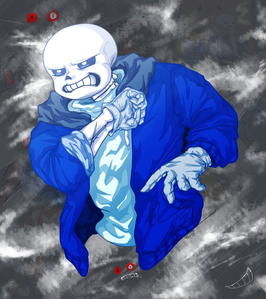 ChiLan484's tweet photo. 《塵封》—曾經的Sans
(— Once a Sans...)
———
✨NTST-Dust的屬性面板有LV.20—以非常規方式獲取
✨他先擁有了等級,屠殺是之後的事。
✨他的LV.現在不會再上升了。
———
麻嘛我終於畫完了——!!!
說真的,我快畫吐了。
想再廢個三天_(:з」∠)_
#undertaleAU #NotTheSameTale #NTST_Dust https://t.co/qPTfMAE5Xy