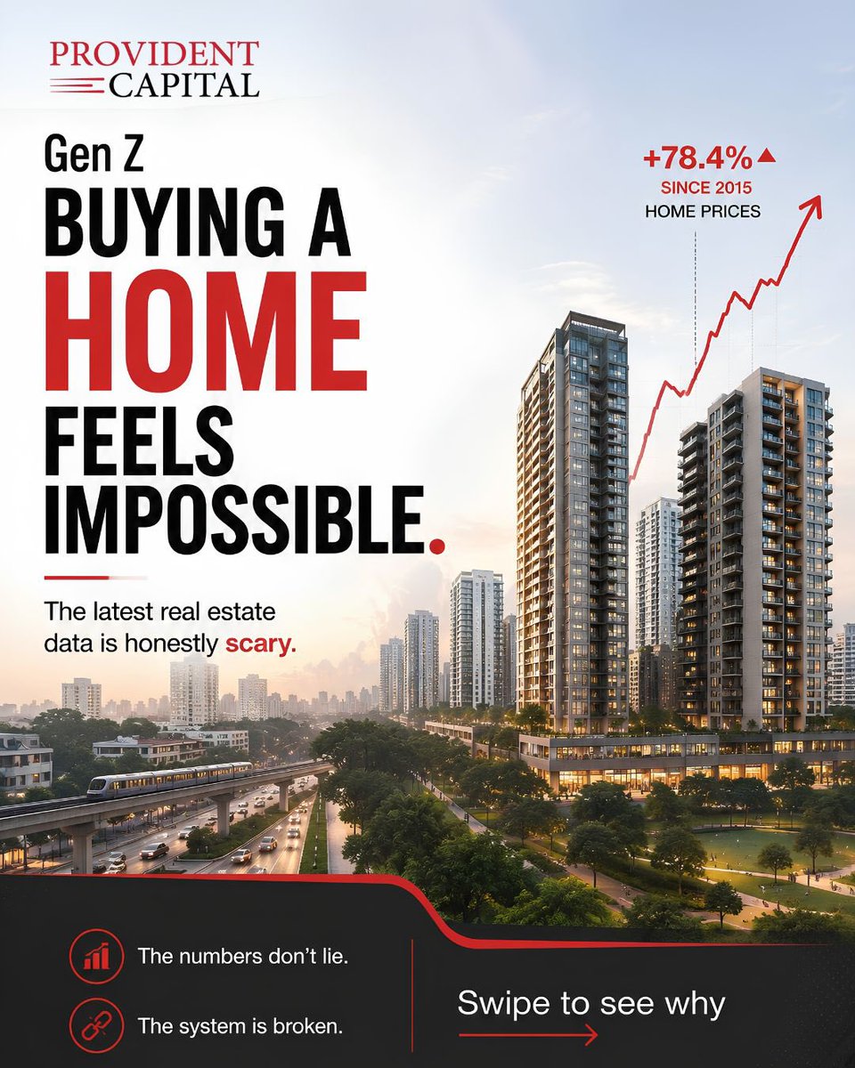 providencapital's tweet photo. Gen Z is changing the way it thinks about homeownership.

With rising home prices, buying a home can feel impossible. But the new strategy?

#GenZ #RealEstate #Investing #WealthBuilding #HomeBuying #RealEstateIndia https://t.co/2xxVPqe5HJ