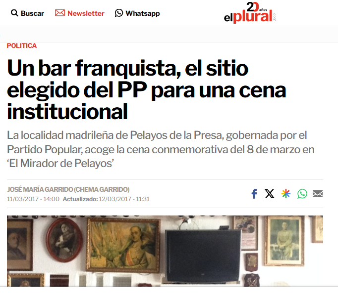 remerikos's tweet photo. ¿Sabías que el restaurante al que AYUSO hace publicidad privilegiada desde una cuenta oficial es un mausoleo de exaltación del franquismo, sale en un documental de NUCLEO NACIONAL de 2 de agosto y es el preferido del PP de la zona para sus actos?

https://t.co/M3Z0JOFxms https://t.co/ZycP4wgRdH