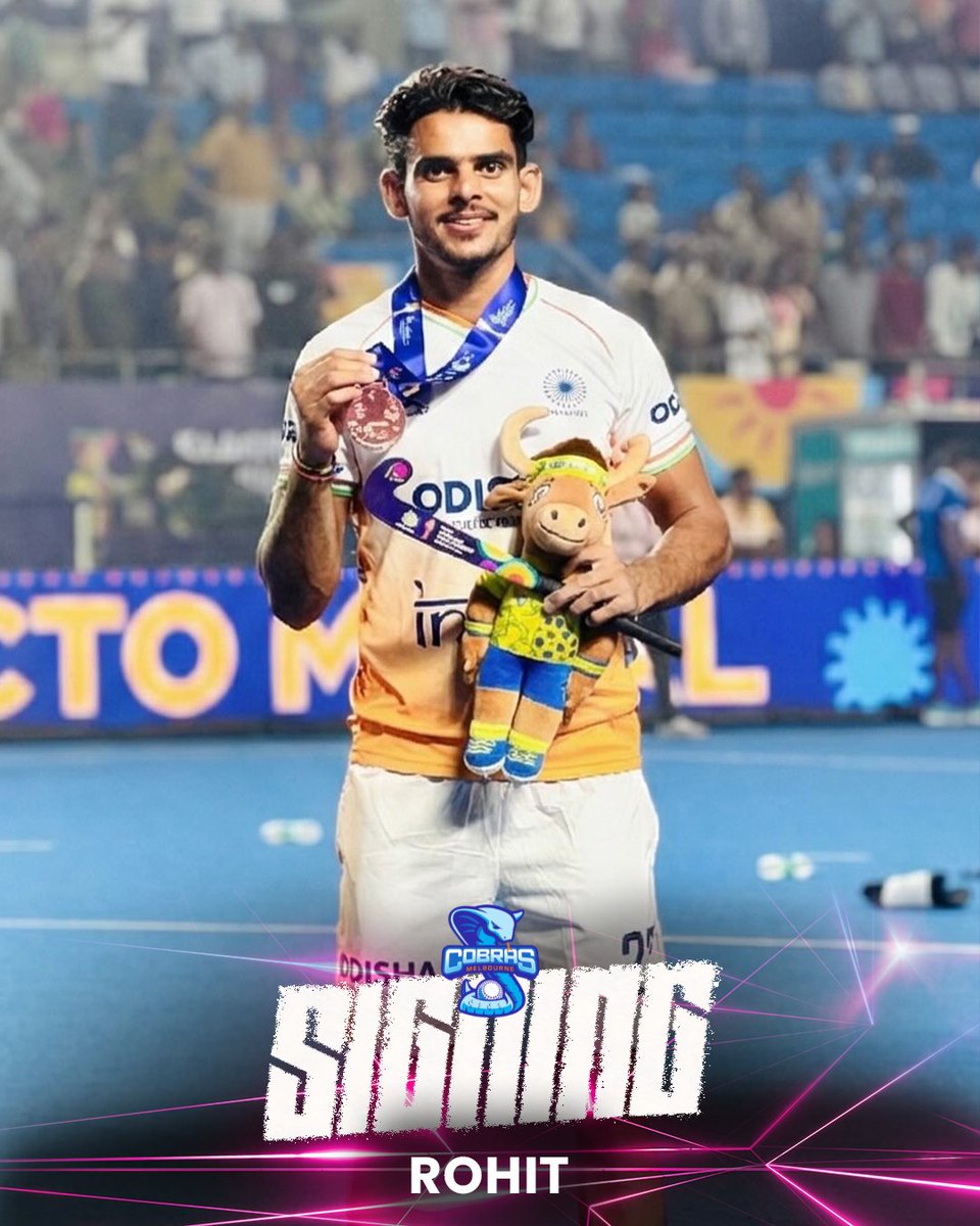 H1League's tweet photo. ⚡️ The Cobras aren't done yet.

Meet Rohit, the club's ninth Indian signing for 2026.

With 51 Junior India caps, 20 goals and a résumé featuring international titles, World Cup appearances and a Junior World Cup bronze medal, Rohit is ready to make his mark in Hockey One. https://t.co/2L3IoW3xuF
