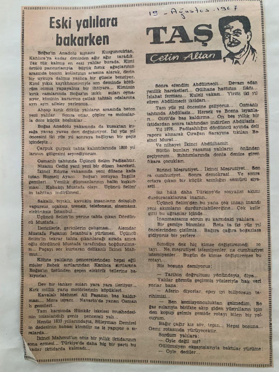 MehmetAltanFan's tweet photo. Tam günü gününe 59 yıl önceki yazısı...                                                         
Çetin Altan'a saygıyla https://t.co/kxB7BKzGrG