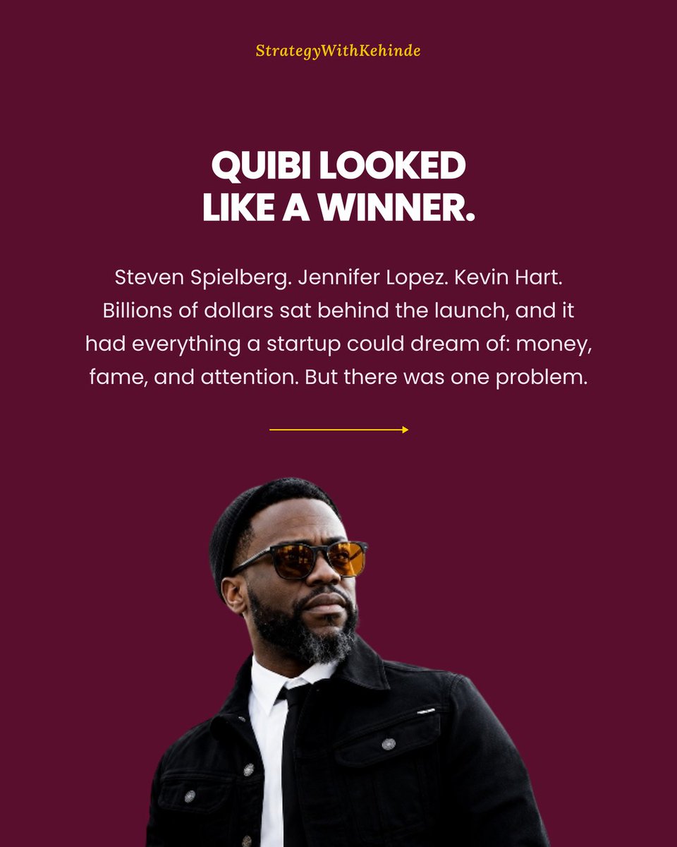 Kennie02831462's tweet photo. Quibi had $1.7 billion and Hollywood's top stars, yet failed in six months.
#BusinessStrategy #StartupTips #ProductMarketFit #Entrepreneurship #MarketValidation #BusinessGrowth #StrategyWithKehinde #StevenSpielberg #JenniferLopez #KevinHart #ChrissyTeigen #IdrisElba https://t.co/j44oE3l6Cd