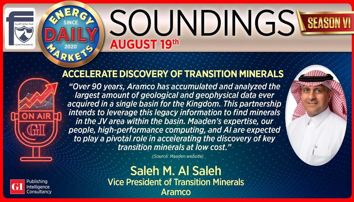 gulf_intel's tweet photo. .@aramco is combining more than 90 years of geological data with Maaden’s mining expertise, high-performance computing and AI to accelerate the discovery of key transition minerals in Saudi Arabia.
#Aramco #Maaden #TransitionMinerals #CriticalMinerals #SaudiArabia #Mining #AI #EnergyTransition