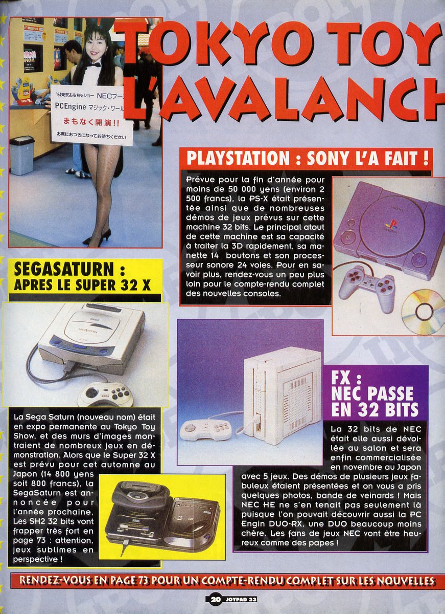 AllmightoFranky's tweet photo. On poursuit avec la couverture du "Tokyo Toy Show 94" le salon du jouet Japonais où les fabricants de consoles étaient présents!De la #SEGA #Saturn,la #Playstation,la #NeoGeoCD,la #FX de #NEC et la #BAX de #Bandai! Et des jeux of course!#Probotector (contra) sur MD et autres 4/5 https://t.co/gz2zUC3k5L