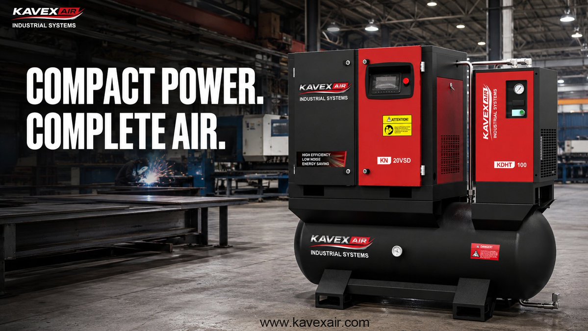 kapacompressor's tweet photo. Ready to optimize your plant’s compressed air supply? Discover how the KAVEX AIR KN 20VSD series can save your space and reduce electricity bills starting today. Visit https://t.co/dVJK76yi4A or contact us for a customized solution! 📩
#KavexAir #CompressorManufacturer #B2B https://t.co/xDNScBpzWx