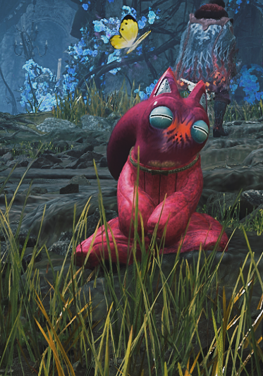 Purnau1's tweet photo. I have named my Palico ": )" for many games in a row, or just E.
The most dumbass lore I have for him that he's a coward (like my irl cat) and when he's afraid of the world, he stuffs himself in the sensory sock that is Nu Udra head and Sild torso, sometimes black, sometimes pink https://t.co/4tOoasXd23