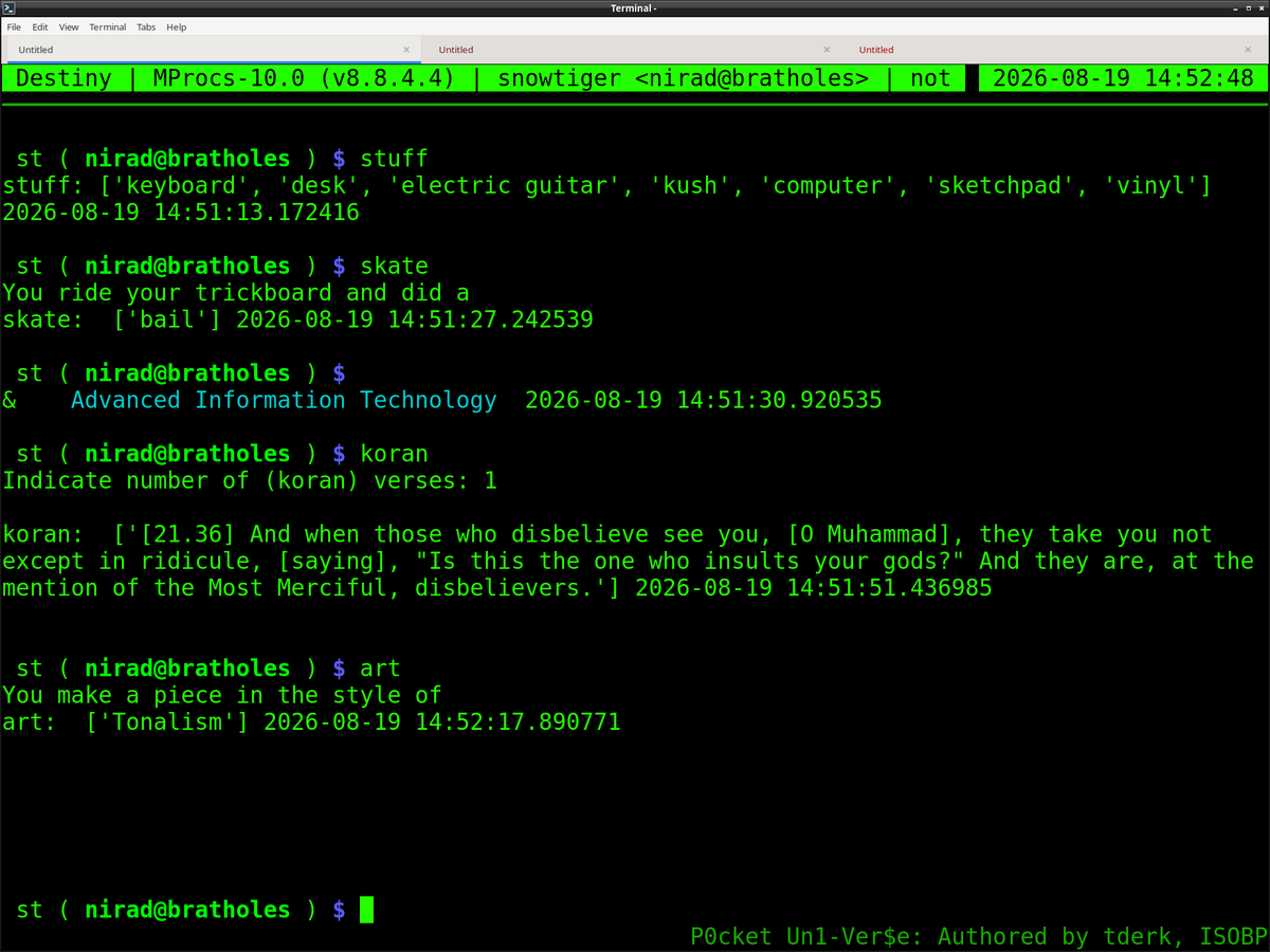 MProcsInterwebs's tweet photo. >MProcs 10.0

pip install -U MProcs

#NeonBunny https://t.co/CDMZgkgGc0