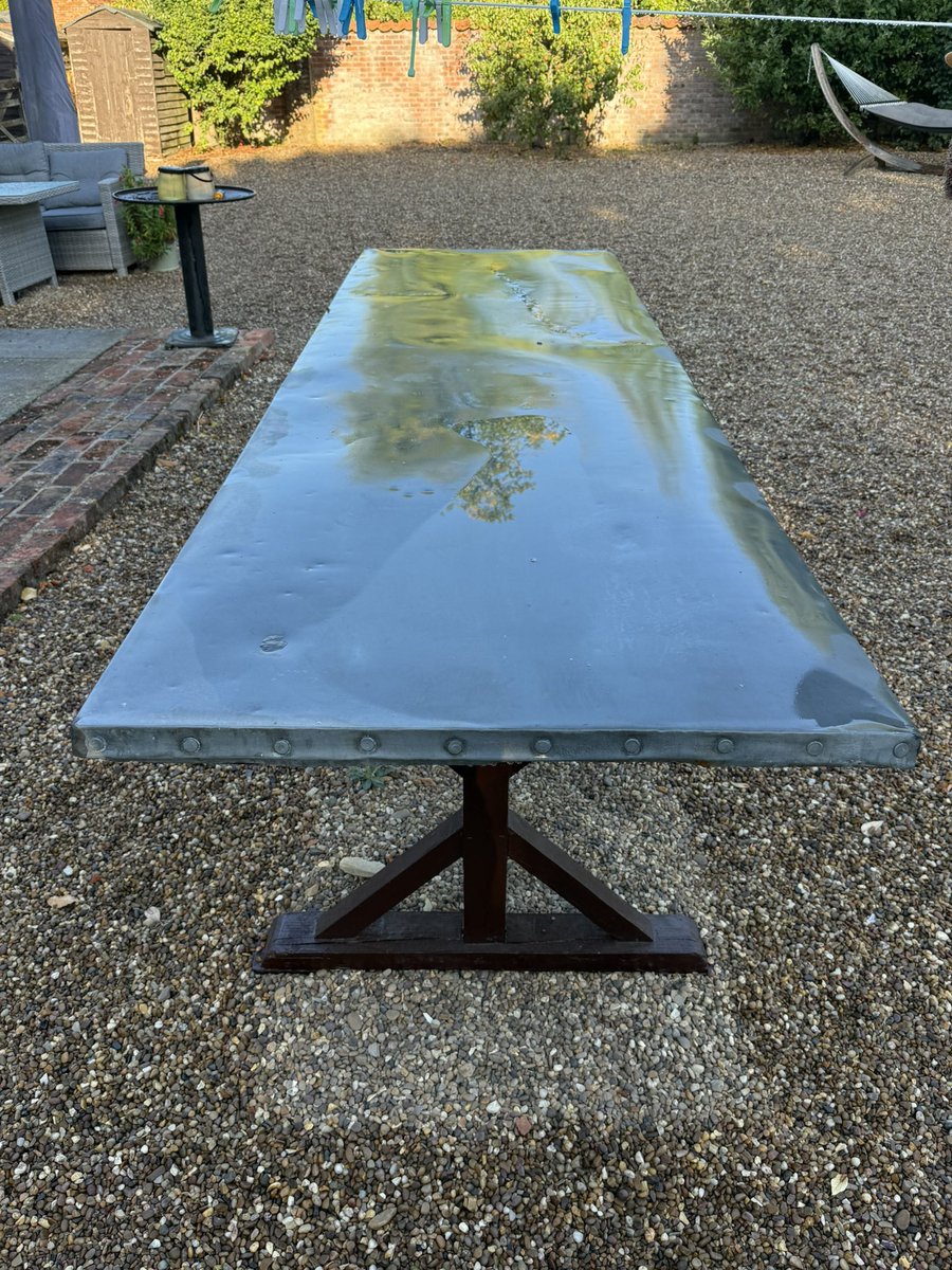 MasterApolloGod's tweet photo. Also on a totally unrelated note - how good does this 3m x 1.5m zinc work top table I built look? 😍 just need to find about 10 matching chairs now https://t.co/gwOgoZM1hN