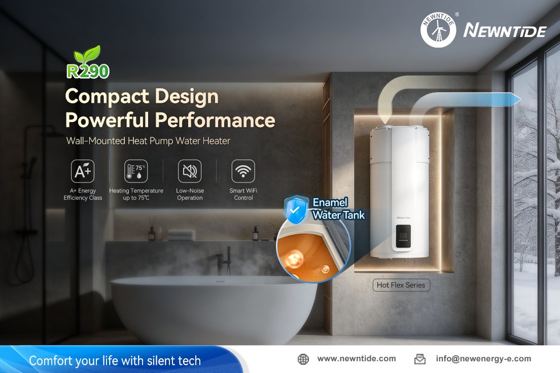newntide's tweet photo. Across Europe, living spaces are shrinking and every square metre counts. 
The NEWNTIDE Hot Flex Series R290 wall‑mounted heat pump water heater is engineered to optimise space utilisation – its compact, wall‑hung design liberates valuable floor area. 
🌐 https://t.co/eSqljBs4pw https://t.co/fK9EdFxY8e