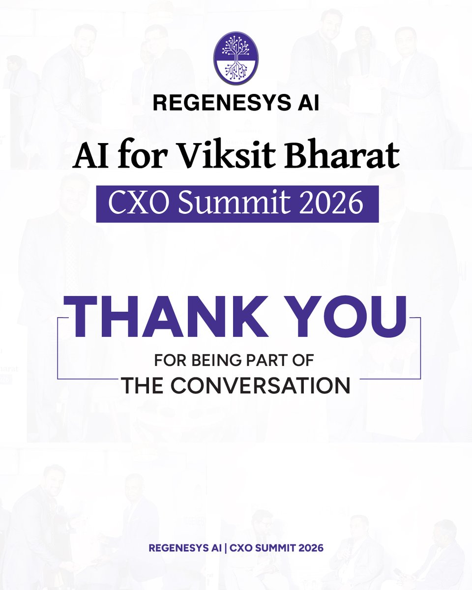 regenesys_ai's tweet photo. 𝗥𝗲𝗴𝗲𝗻𝗲𝘀𝘆𝘀 𝗔𝗜 | 𝗔𝗜 𝗟𝗲𝗮𝗱𝗲𝗿𝘀𝗵𝗶𝗽 𝗙𝗼𝗿𝘂𝗺 – 𝗠𝘂𝗺𝗯𝗮𝗶
Leaders at #CXOSummit2026 explored AI adoption, responsible innovation &amp; building AI-ready organisations. Moderated by 𝗩𝗶𝗷𝘂 𝗝𝗼𝘆, the dialogue focused on turning AI into lasting impact. https://t.co/PJort8OTAo