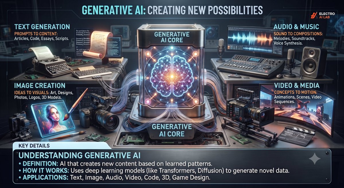electroailab's tweet photo. Generative AI explained in one ecosystem 

Driven by Transformers &amp; Diffusion models learning patterns to generate novel data. 

https://t.co/FYZkTa5Tkc https://t.co/rKZbJJSXr7