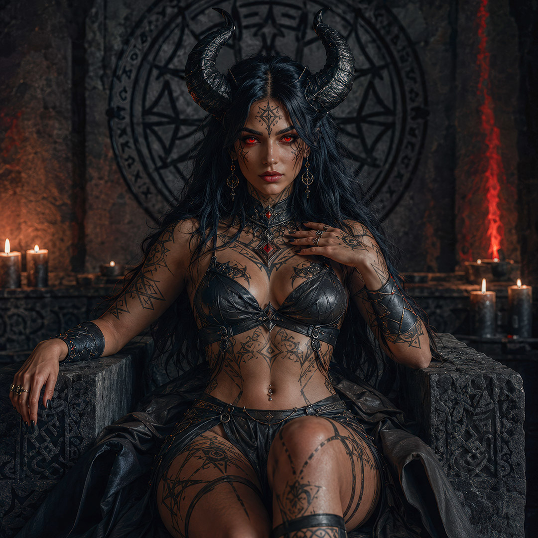 koalakoker's tweet photo. #cinematic #moody #Occultism #Foreboding #Resolve #Darkness #Ritualism #Sigils #Obsidian #Crimson #Priestess #Horns
An infernal priestess carries an ancient darkness beneath her skin, her immense black horns forming the crown of a living prison. https://t.co/eDcEbXPbKx