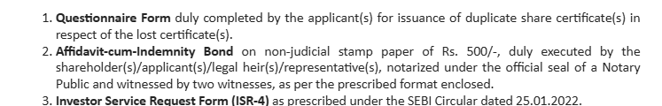 syed_alig's tweet photo. Regarding the Questionnaire Form for the issuance of  duplicate share certificate, is it mandatory to execute it on a Non-Judicial Stamp Paper, or should it be submitted as a standard form? Please clarify this legal compliance requirement @weKFintech @SEBI_India https://t.co/Kd2AB8hREd