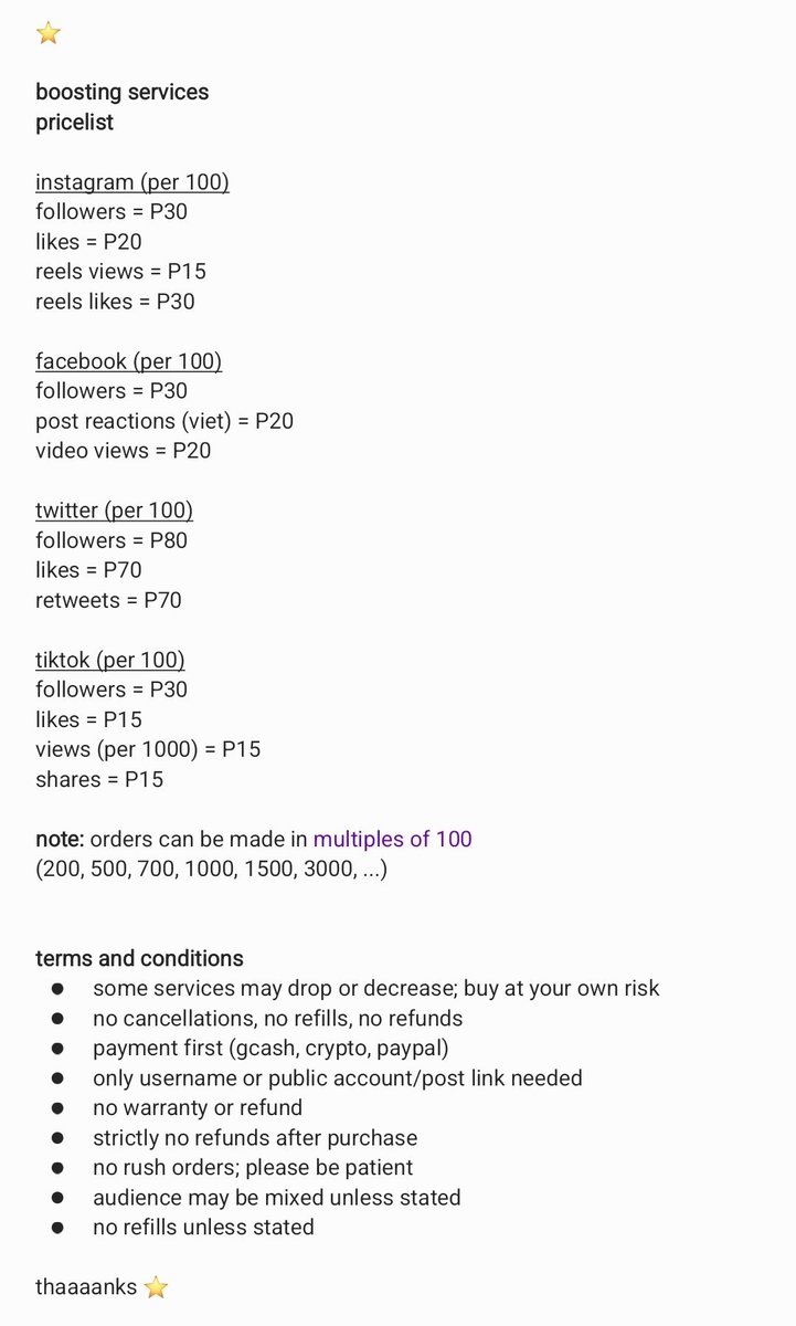 seraeminelle's tweet photo. ⭐️

let us boost your social media accs!

time to grow your followers, views, likes, shares

tiktok
instagram
facebook
twitter x 

boosting service account ig tt fb follow giveaway profile lf lfb lfs fs wts wtb gcash ga gc ffs rt ph commisioner comms 

dm me to avail! thaaanks https://t.co/QMYQCCzjsN