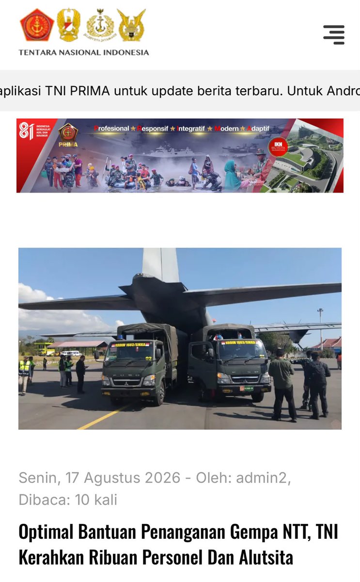 Suhendira's tweet photo. Dari ujung barat hingga ujung timur Indonesia, personel TNI siap digerakkan dalam waktu singkat. Lautan, bukit, sungai, bukan halangan untuk menolong.
CEPAT SIGAP HADIR https://t.co/9AWOVZgckp