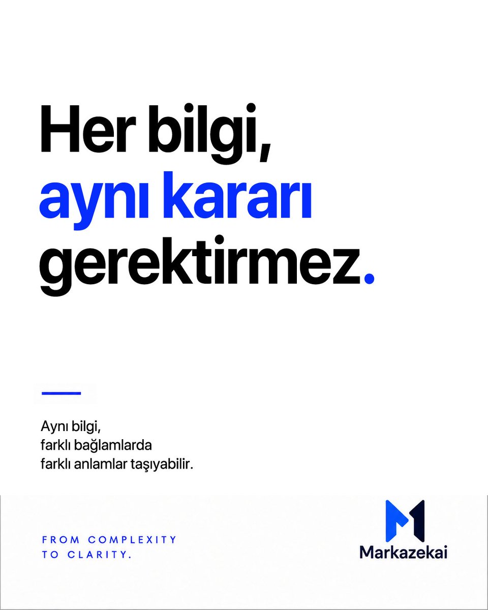 markazekai's tweet photo. Her bilgi, aynı kararı gerektirmez.
 
Bilgi değişmese bile bağlam değişebilir.

#Markazekai #Netlik #KararVerme #Bilgi #LegalTech https://t.co/fvrXVzd1XG