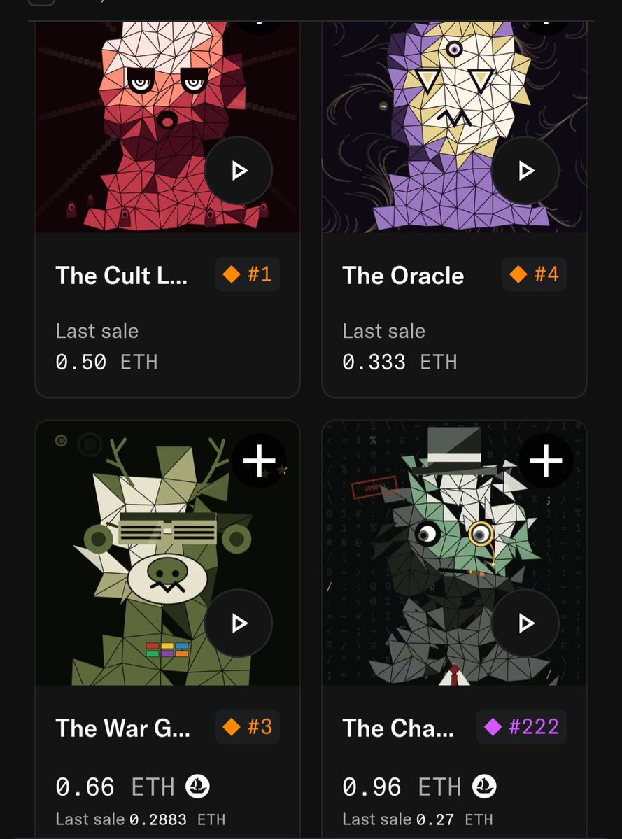 WizardX_0x's tweet photo. Some recent sales. 

The Cult Leader Sold for 0.5 ETH. 

LSA is not a cult.

Be sure to read the verses tucked away in the descriptions of each.

soon they will be organized at:
https://t.co/TgaWepQ8Z7 https://t.co/HUgRBWrJx9