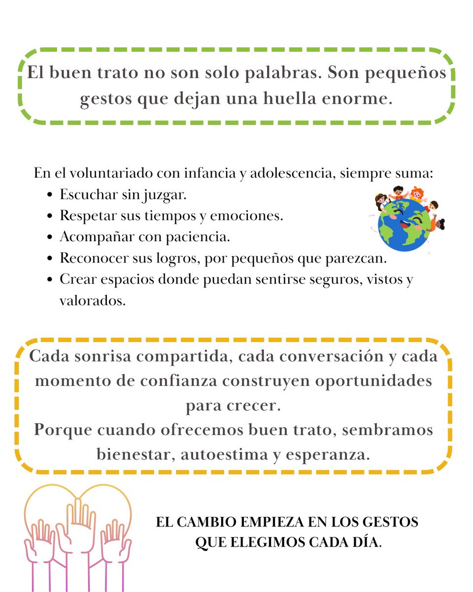 Asoc_ADIMA's tweet photo. El voluntariado en infancia y adolescencia, cada gesto cuenta. Escuchar, acompañar, respetar, confiar y ofrecer un espacio seguro puede marcar una diferencia enorme. Desde el voluntariado podemos contribuir a construir relaciones basadas en el respeto, la empatía y el cuidado. https://t.co/MiOoevozfj