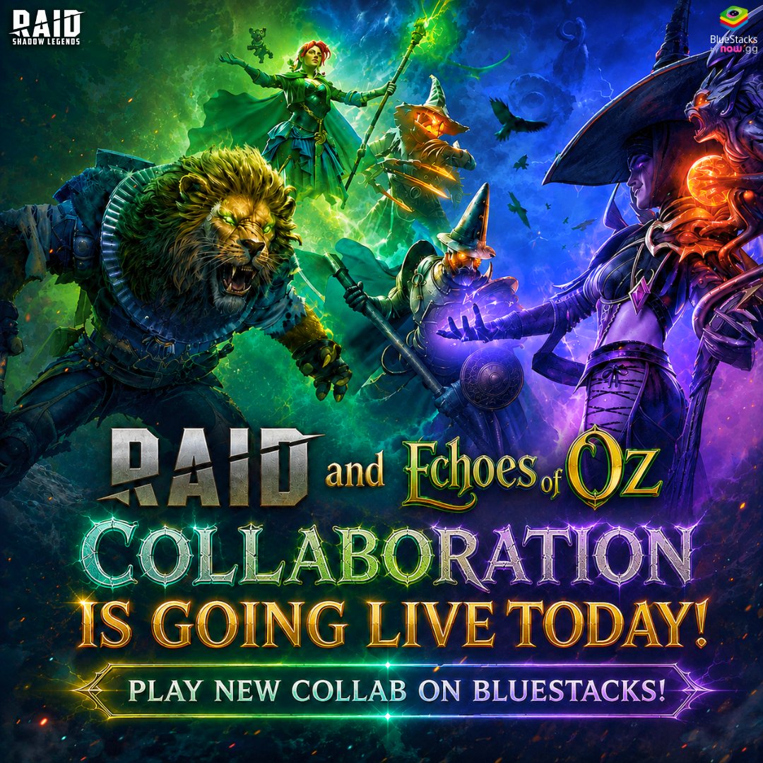 bluestacksinc's tweet photo. 🌪️ RAID x Echoes of Oz is going LIVE TODAY and the collab looks absolutely insane!
An armored lion. A dark pumpkin wizard. A powerful sorceress. 

[Check First Comment For link]

#RAIDrpg #RAIDShadowLegends #EchoesOfOz #RAIDxOz #MobileGaming #GamingPC #NewCollab https://t.co/7o8JZuyNes