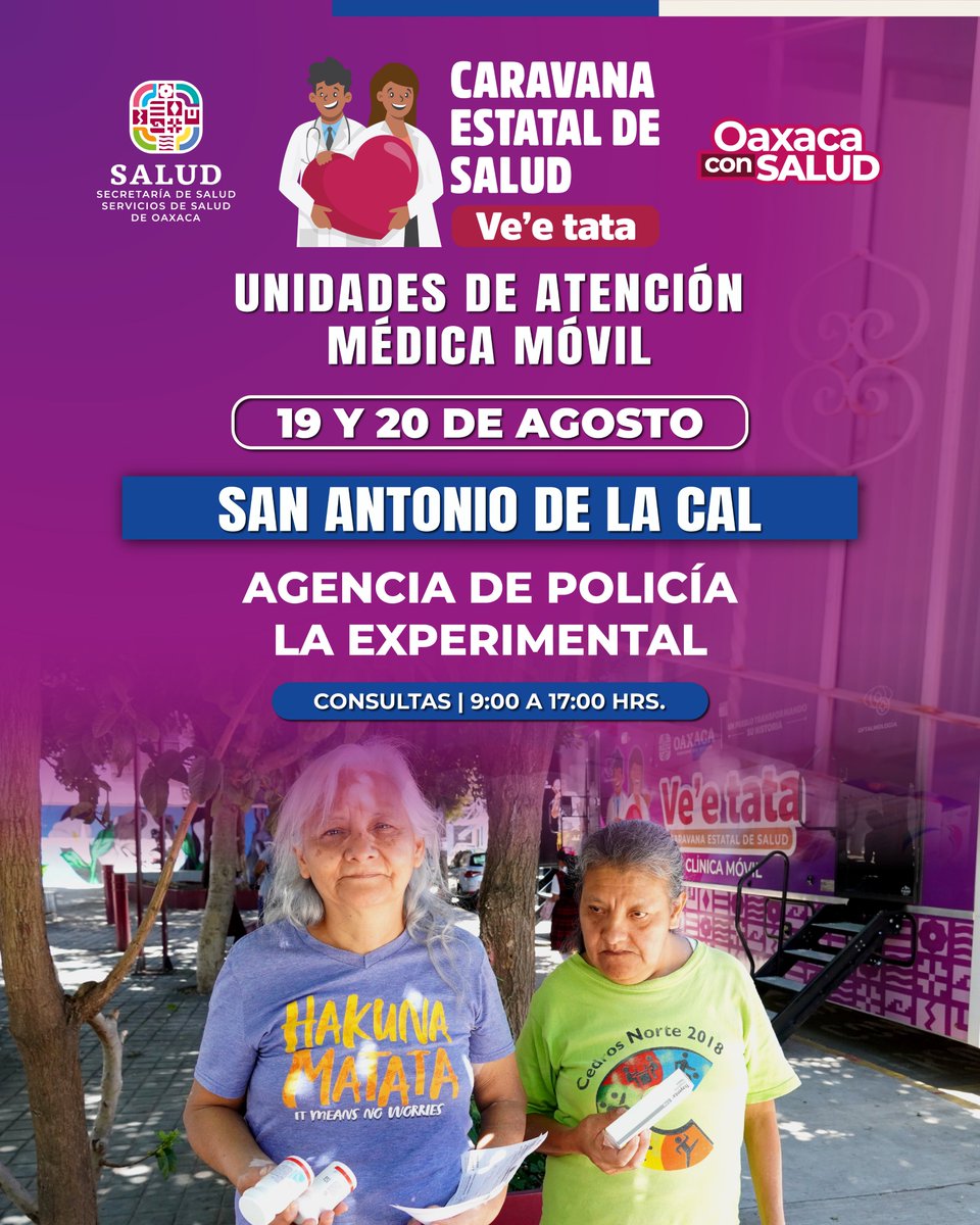 SSO_GobOax's tweet photo. ⭐️ Si #VeeTata está hoy cerca de tu comunidad, aprovecha la jornada para revisar tu salud.

Consulta las sedes disponibles y acércate a los servicios médicos que la Caravana Estatal de Salud lleva hasta tu comunidad.

#OaxacaConSalud https://t.co/NrNYat9MNy