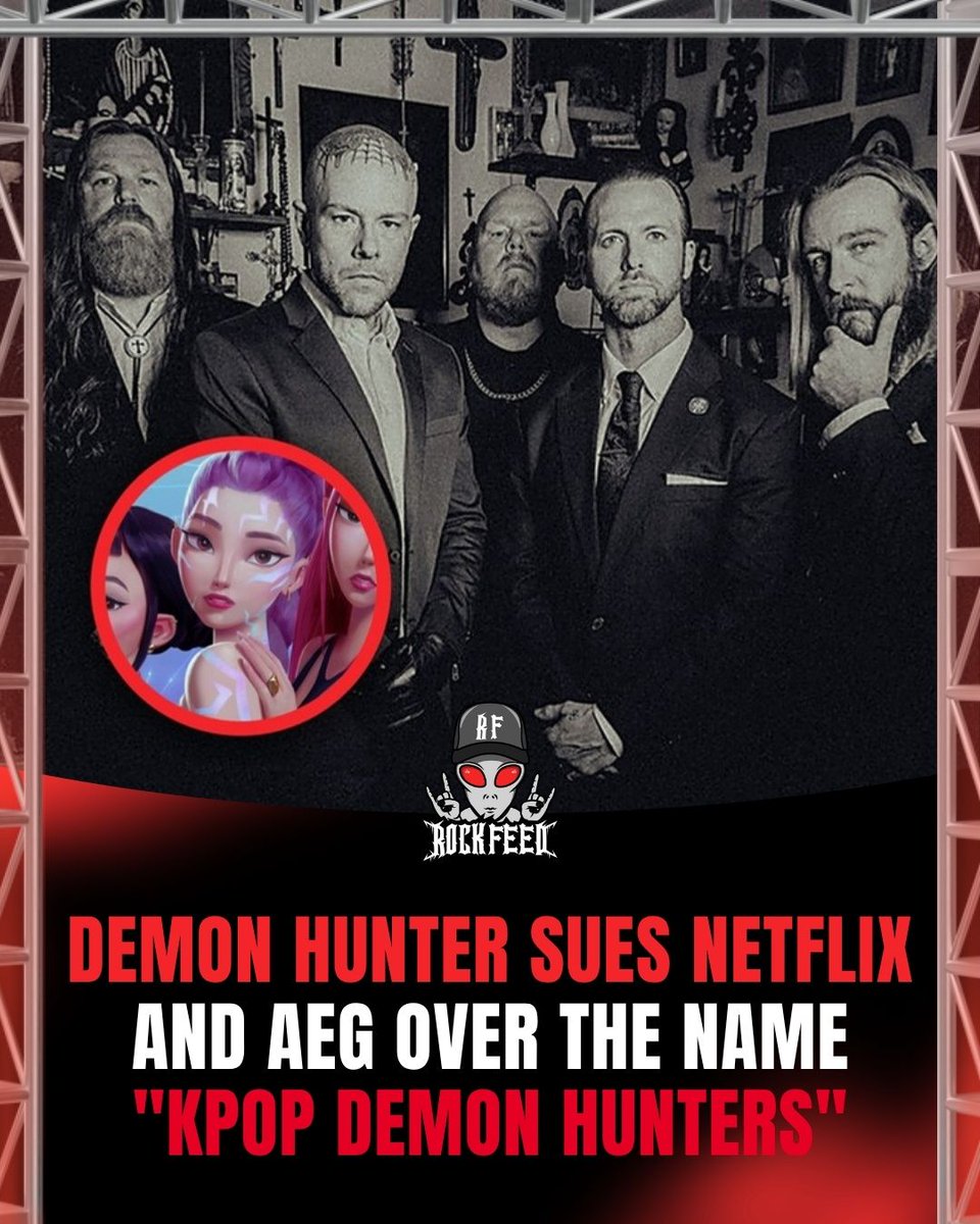 RockFeedNet's tweet photo. Demon Hunter has sued Netflix and AEG over the name "KPop Demon Hunters."

The complaint cites a fan who spent $500 on tickets to a Demon Hunter show thinking it was a KPop Demon Hunters concert. The band wants Netflix barred from the name. https://t.co/RhCkxlacdb
