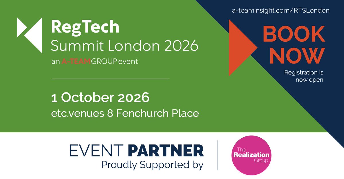RegTechInsight's tweet photo. We are pleased to welcome The Realization Group as an Event Partner for RegTech Summit London 2026!

Link to register in first comment 🔗

#RTSLDN #RegTechSummitLDN #RegTech #CapitalMarketsTech #Partner https://t.co/B21ejkgYFJ