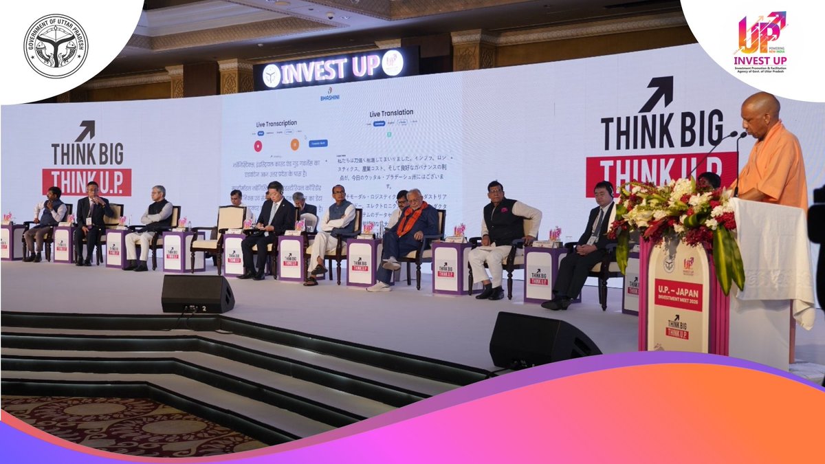 _InvestUP's tweet photo. At the UP–Japan Investment Meet 2026, 

Hon’ble Chief Minister Yogi Adityanath welcomed Japanese investors and delivered the keynote address, highlighting the immense potential of a stronger Uttar Pradesh–Japan partnership.  

He emphasised the synergy between Japan’s precision, technology, quality and continuous improvement and Uttar Pradesh’s scale, talent, vast market and entrepreneurial energy. 

 With rapid economic growth, world-class infrastructure and an investor-friendly ecosystem, Uttar Pradesh is emerging as a global hub for manufacturing, electronics & semiconductors, GCCs, IT, defence & aerospace, clean energy, pharmaceuticals, logistics and future technologies.  

From Escorts Kubota’s India–Japan partnership to opportunities in AI, EVs, green hydrogen and advanced manufacturing, Uttar Pradesh offers Japanese businesses a strong platform for growth. 

 Invest UP invites Japanese investors to partner in building a Developed Uttar Pradesh and a Developed India. 

 #ThinkBigThinkUP #InvestUP #UPJapanInvestmentMeet2026 #Kubota #UttarPradesh #Japan #Manufacturing #Investment #IndiaJapan #IndustrialGrowth

@FollowCII @IndiaESA @yamanashipref @kotaro_nagasaki  @phdchamber @ASSOCHAM4India @NandiGuptaBJP @investindia @nasscom @ficci_india @CMOfficeUP @UPGovt #ThinkBigThinkUP @IndianEmbTokyo @JapaninIndia