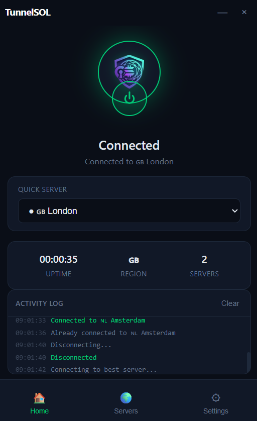 TunnelSOLVPN's tweet photo. ☀️GOOD MORNING.

Today, something changed.

🔐For the first time, our VPN client successfully connected to our servers.

Built from scratch.
Built for our users.
Built for privacy.

🌐The revolution starts here.
🚀Welcome to TunnelSOL.

We’re arriving.
@solana @OpenVPN @phantom https://t.co/T461uQGKjd