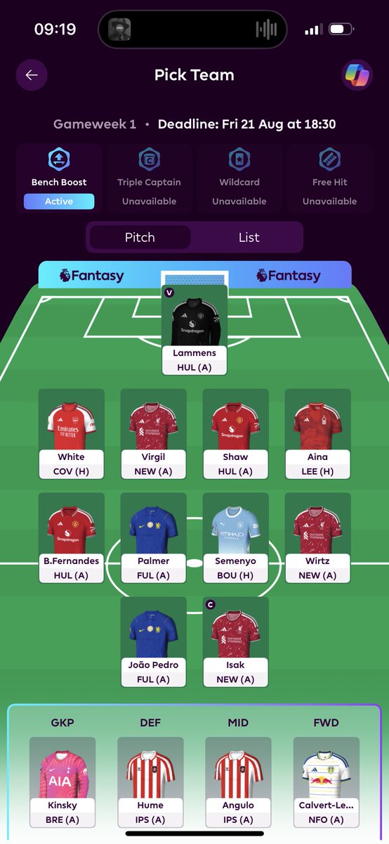 Fredinhofut's tweet photo. @FPL_Churchill Tbf this is the team I’ve somewhat locked in. Angulo and VVD might go to Frimpong and Le Fee but not sure yet https://t.co/BH3MRKEyVg