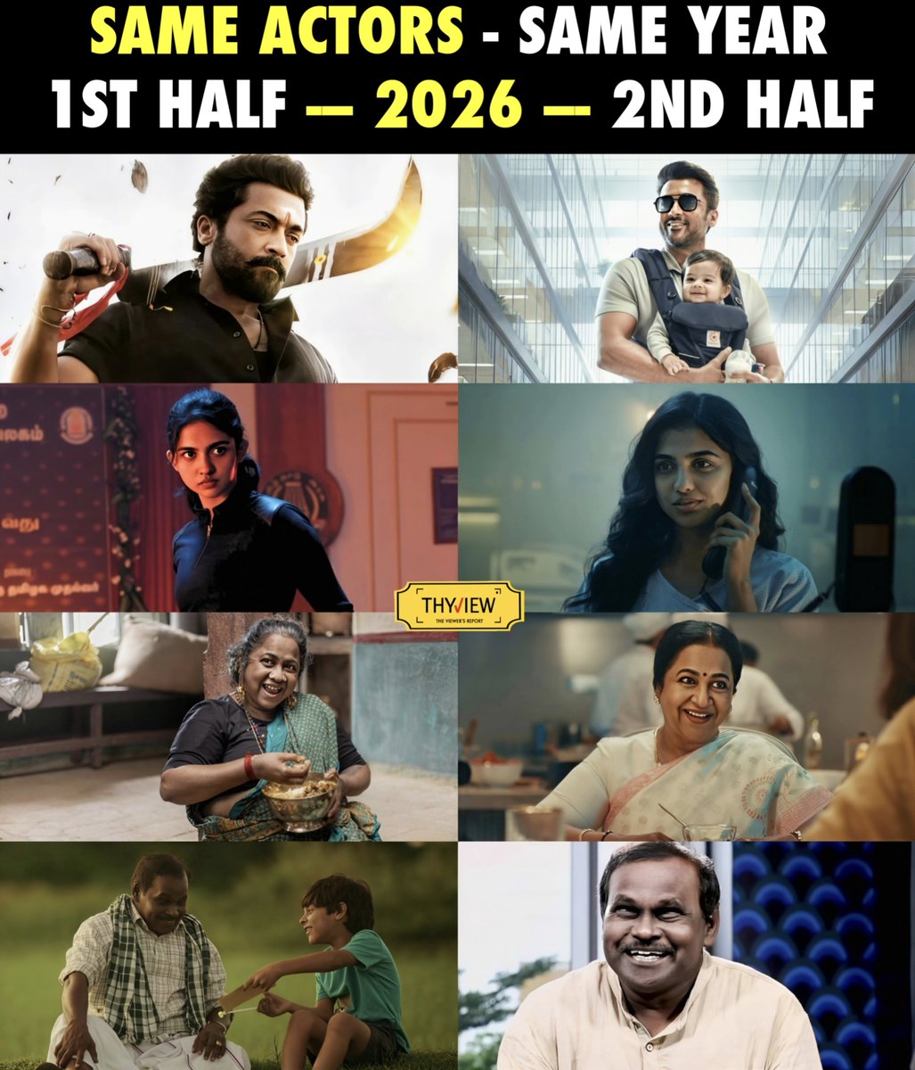 Thyview's tweet photo. Same Year - Same Actors
But Different Performances 😍❤️‍🔥

Suriya - #Karuppu &amp; VAS
Mamitha - #Jananayagan &amp; VAS
Radikaa Garu - #ThaaiKizhavi &amp; VAS
George Maryan - #HappyRaj &amp; VAS

@Suriya_offl @_MamithaBaiju
@RealRadikaa #GeorgeMaryan
#VishwanathAndSons #VenkyAtluri https://t.co/ysYfvcXDPK
