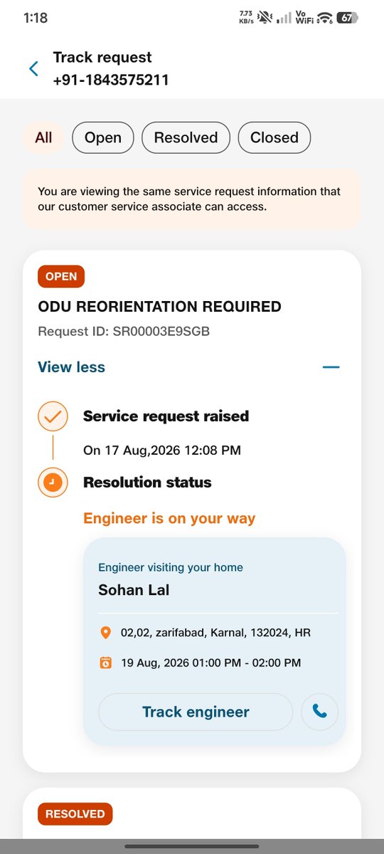 Amanigxao's tweet photo. @JioCare 2 PM slot expired! Fake technician assigned who left job, and now app shows "We regret delay". 

Blatant service failure &amp; fraud by Karnal team. Lodging formal case right now on NCH (1915) &amp; TRAI for compensation! https://t.co/JGIRQf6Ooa