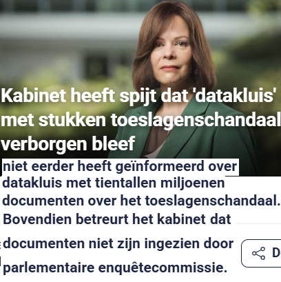 Matthijs85's tweet photo. Volgens mij betreurt kabinet vooral
dat we erachter zijn gekomen
dat ze datakluis toeslagenschandaal
bewust geheim hielden voor de Kamer.. #toeslagenschandaal https://t.co/u87goMq0RX