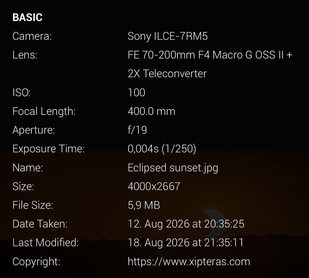 xipteras's tweet photo. Eclipsed Sunset 🌅 (+technical info) #SolarEclipse2026 #landscapephoto https://t.co/TLBYtUctTF