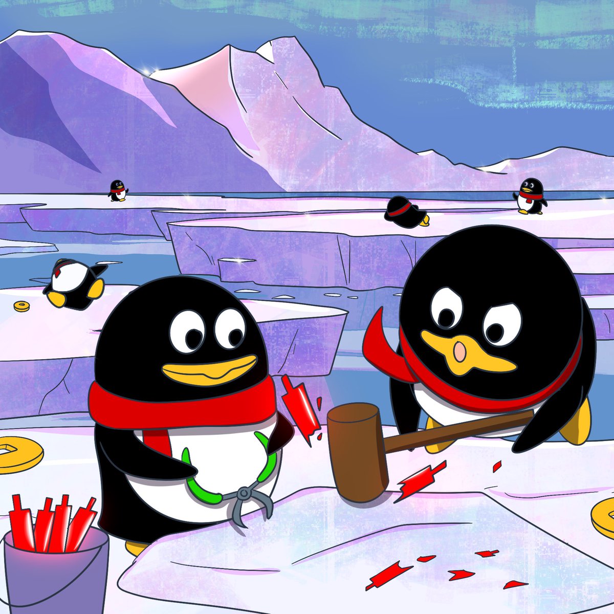 QQTencent_BSC's tweet photo. While the market sleeps, the $QQ crew is out on the ice repairing every crack and strengthening the floor. No panic, no noise just a squad of penguins making sure the frozen kingdom is ready for whatever comes next. 🐧🔨 https://t.co/KERbLIWc3W