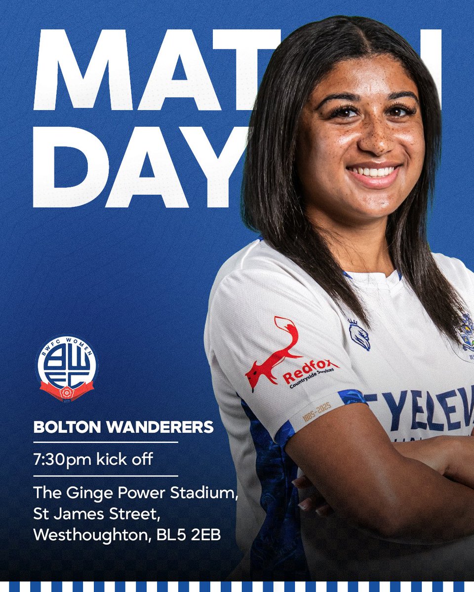 buryfc_women's tweet photo. 🔥 IT'S MATCHDAY! 🔥

We’re on the road tonight as we take on @OfficialBWFCW 🤍💙⚽

⏰ 7:30pm kick-off
📍 The Ginge Power Stadium
💷 £6 adults, £3 under 16 (u12s free with a paying adult)

A big test under the lights, let's get to work 💪

#BuryFCWomen #UpTheShakers #Matchday #BuryFC