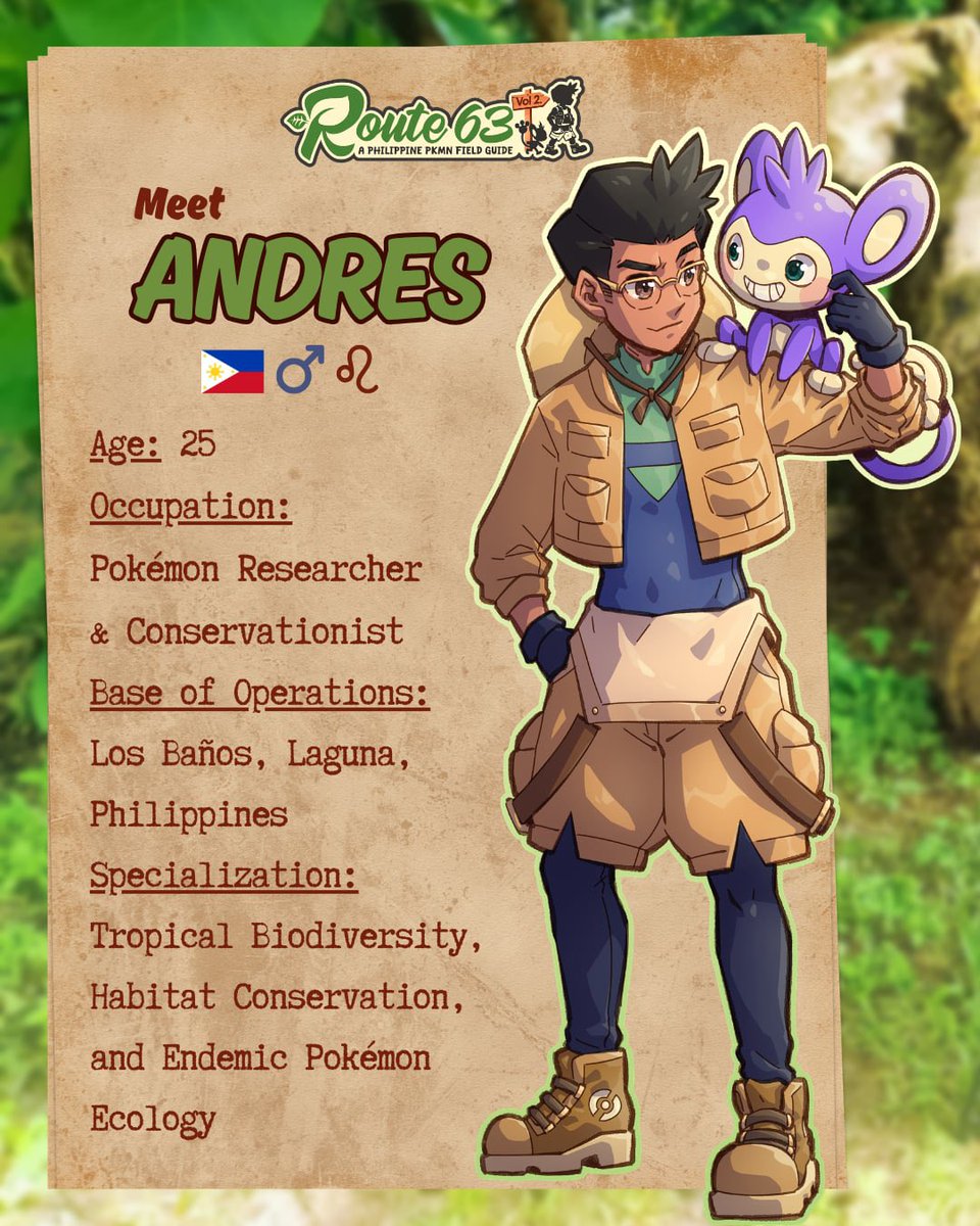 route63_zine's tweet photo. Meet Andres and his team! 👀🌿

Every trainer has a story, and Andres’ journey is one you’ll definitely want to know. 

📖 Want the full story? Read Andres’ complete bio in Route 63 Volume 2 : A Philippine PKMN Field Guide!

#Route63Volume2 https://t.co/N45Iw9zrPg