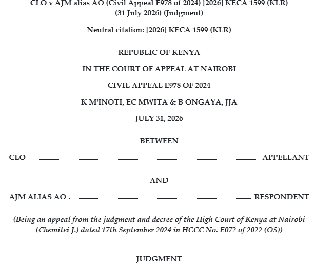 AssociatesRoba's tweet photo. 🚨 COURT OF APPEALS SENDS A REMINDER: AFTER YEARS OF MARRIAGE, THE REAL PROPERTY BATTLE MAY BEGIN ONLY AFTER THE LOVE IS GONE

In CLO v AJM alias AO [2026] KECA 1599 (KLR), the Court of Appeal has delivered a powerful reminder to married couples: what happens during the marriage can determine what you walk away with after divorce. The parties had been married for decades and acquired several properties. When the marriage collapsed, so did the assumption that everything would simply be shared down the middle. The husband challenged a High Court decision that gave him only 20% of the Avenue Park house, despite his evidence that he purchased it through a loan and personally serviced the loan from his salary. The dispute eventually reached the Court of Appeal, where the judges went back to the evidence and asked the question that matters when the marriage is over: what did each spouse actually contribute?

The Court held that marriage does not, by itself, give either spouse a fixed beneficial share in matrimonial property. Contribution must be established, and the law recognizes both financial and non-financial contribution, including childcare, domestic work, companionship, management of the matrimonial home and family business. After re-evaluating the evidence, the Court found that the High Court had no evidential basis for awarding the wife 80% of the Avenue Park house while giving the husband, who had purchased and serviced the loan, only 20%. The Court reversed the distribution and awarded 80% to the husband and 20% to the wife. At the same time, the Court reaffirmed that a spouse's contribution cannot be reduced to who wrote the biggest cheque.

And here is the warning every married person should take seriously: DO NOT WAIT FOR DIVORCE TO START THINKING ABOUT YOUR PROPERTY RIGHTS. If you are buying land together, servicing a mortgage, paying school fees, running a family business, building a home, raising children or carrying the household while your spouse earns, those contributions may matter when the marriage ends. But if the dispute comes, what cannot be proved may be as important as what actually happened. Keep the agreements. Keep the payment records. Keep the loan documents. Keep evidence of major improvements and contributions. Because when a marriage breaks down, “I paid,” “I built,” “I supported,” and “we agreed” are only allegations until the evidence speaks. CLO v AJM is therefore more than a divorce-property case; it is a reminder to document your contribution while the marriage is still intact, because the easiest time to prove your property story is before the story becomes a courtroom fight.

Kindly retweet widely🙏
