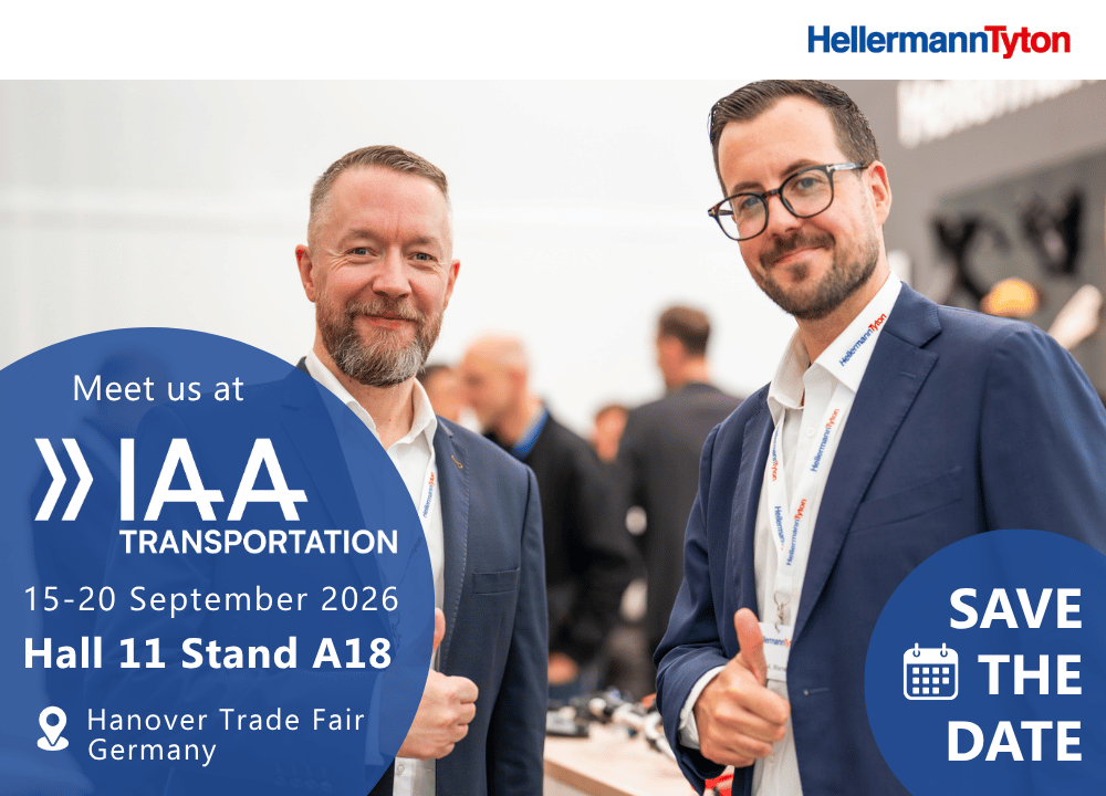 HellermannTyton's tweet photo. Mark your calendars for an essential #CommercialVehicles industry event! From September 15-20, 2026, Hanover, Germany will host the IAA TRANSPORTATION fair. Discover innovative #CableManagement and #FluidRouting solutions with our #HellermannTyton team at Hall 11, Stand A18. https://t.co/51Rc64wJQ5
